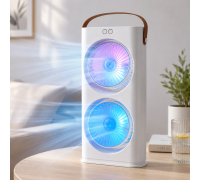 Настільний вентилятор Double-ended Spray Fan 1200 мАг / Акумуляторний портативний вентилятор з пультом та LED-підсвічуванням