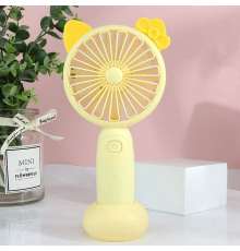 Портативный аккумуляторный мини вентилятор с ушками и RGB подсветкой Mini Fan (SQ-2165) Желтый