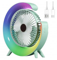 Вентилятор настольный аккумуляторный с RGB подсветкой, USB-TYP-C ART 33278 (40)
