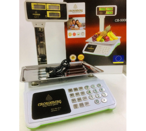 ВесыТорговые со стойкой Crownberg CB-5008 50кг (4 шт/ящ) за 2898 грн