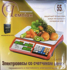 Весы Торговые Чемпіон CH 779, 55кг/6v/2г/красный (5)