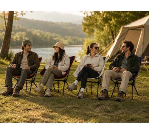 Розкладний компактний стілець KingCamp 56 x 60.5 x 65.5см / Комплектний розкладний стілець / Стілець для риболовлі з чохлом