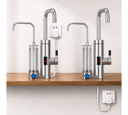Проточний водонагрівач 2в1 Multifunctional heating cleaning faucet / Кран електричний проточний з LCD-диспеєм ZSW-D02 за 1501 грн