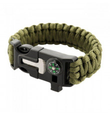 PARACORD БРАСЛЕТ З ВИСКОРЕМ, КОМПАСОМ ТА СВИСТКОМ ОЛИВА