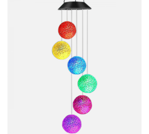 Светодиодная уличная гирлянда WHISKET, на солнечной батарее, RGB, хрустальные шары, 6 см