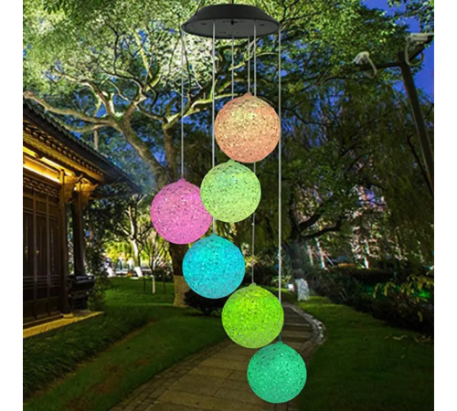 Светодиодная уличная гирлянда WHISKET, на солнечной батарее, RGB, хрустальные шары, 6 см