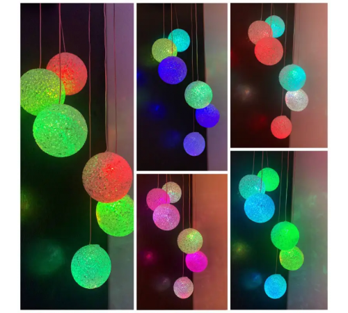 Светодиодная уличная гирлянда WHISKET, на солнечной батарее, RGB, хрустальные шары, 6 см