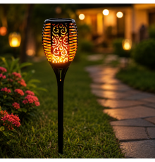 Садовый светильник Solar flame 1 шт / Водонепроницаемый фонарь факел 109 см / Фонарь 96 LED теплый белый свет