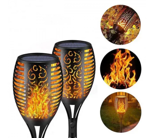 Садовый светильник Solar flame 1 шт / Водонепроницаемый фонарь факел 109 см / Фонарь 96 LED теплый белый свет