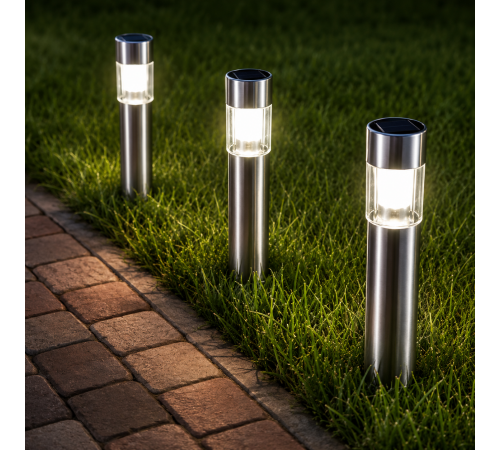 Світильники для газону Warm Solar Pillar Light / Світлодіодний світильник на сонячній батареї / Вуличні ліхтарі-стовпчики Solar 2 шт