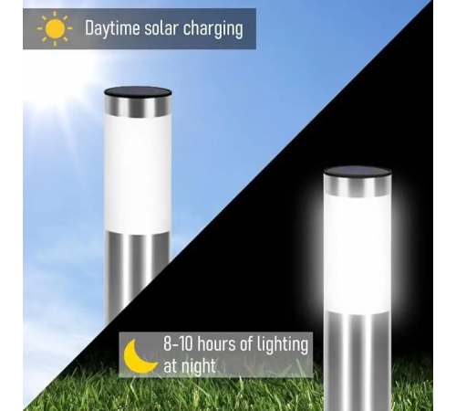 Світильники для газону Warm Solar Pillar Light / Світлодіодний світильник на сонячній батареї / Вуличні ліхтарі-стовпчики Solar 2 шт