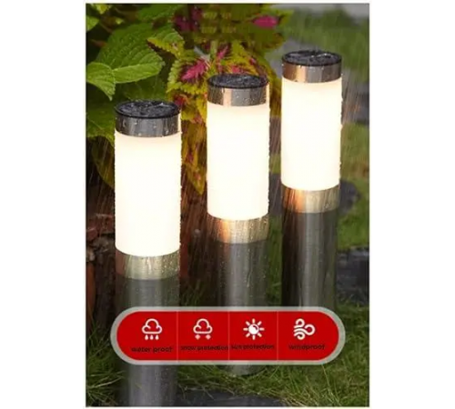 Світильники для газону Warm Solar Pillar Light / Світлодіодний світильник на сонячній батареї / Вуличні ліхтарі-стовпчики Solar 2 шт