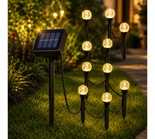 Садовый светильник garden light с солнечной панелью / Шаровидные фонари для сада с пузырьками Solar / Светодиодная LED-гирлянда для сада