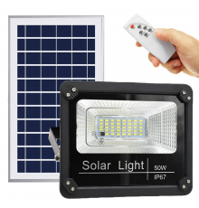 Уличный прожектор-светильник с солнечной панелью + пульт, 50W, W722 / Аккумуляторный фонарь на солнечной батарее