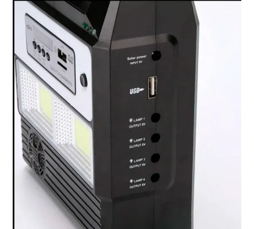 Портативная станция GDLight GD8216 Bluetooth/Power Bank на солнечной батарее с фонарем + 3 лампы