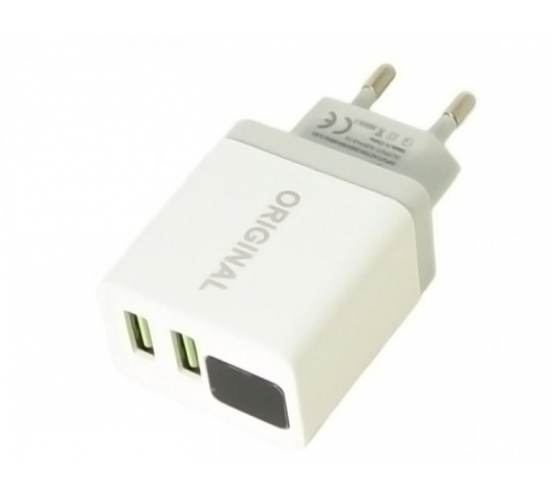 Адаптер (А-14) 220v 2 usb with digital display CX QC03