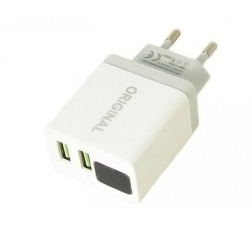 Адаптер (А-14) 220v 2 usb with digital display CX QC03