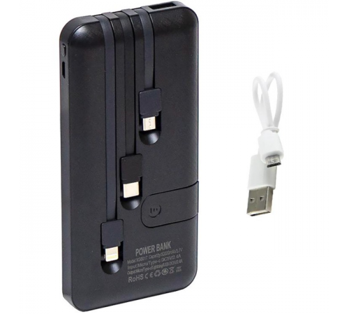 Павербанк 30000 mAh встроенные кабели USB, micro USB, Type-C, Lightning с подставкой для телефона, Портативная батарея Powerbank