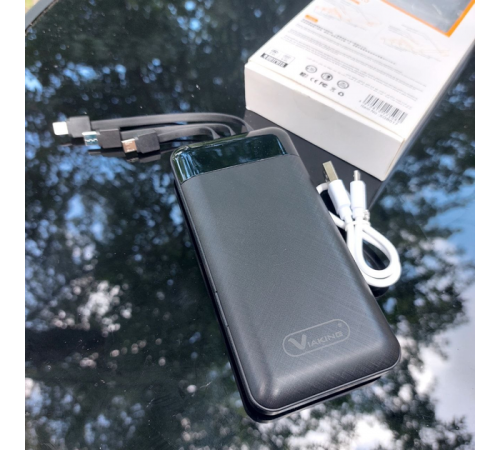 Павербанк 30000 mAh встроенные кабели USB, micro USB, Type-C, Lightning с подставкой для телефона, Портативная батарея Powerbank