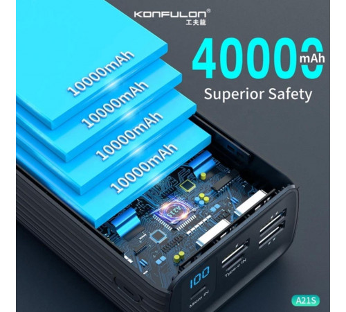 Портативний зарядний пристрій Konfulon A21S Power Bank 40000mah