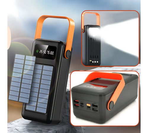 Портативна батарея зовнішня повербанк Power Bank 100000 mAh із сонячною панеллю та ліхтариком YM-638CX