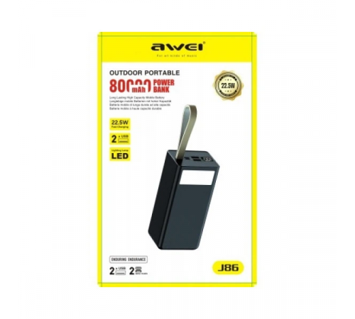 Внешний аккумулятор повербанк Power Bank Awei J86 80000mAh