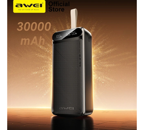 Внешний аккумулятор Power bank Awei PA12 30000mAh PD22,5W быстрая зарядка