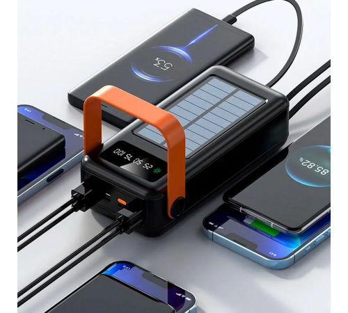 Потужний повербанк 180000 мАг із сонячною панеллю, 4 USB, JS-641CX / Портативний зарядний пристрій за 3018 грн