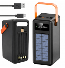 Потужний повербанк 180000 мАг із сонячною панеллю, 4 USB, JS-641CX / Портативний зарядний пристрій