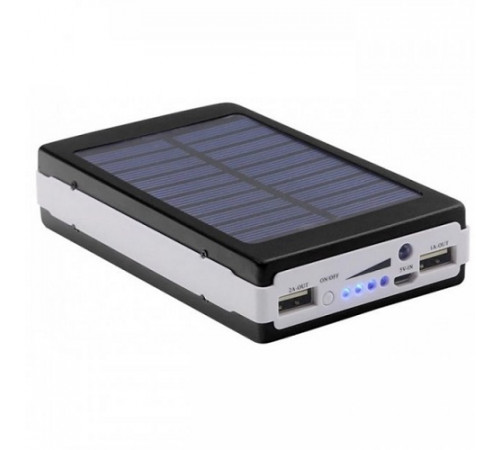 Портативная зарядка Power Bank Metal Led Solar 20000 mah Солнечная панель + Фонарь