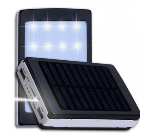Портативная зарядка Power Bank Metal Led Solar 20000 mah Солнечная панель + Фонарь
