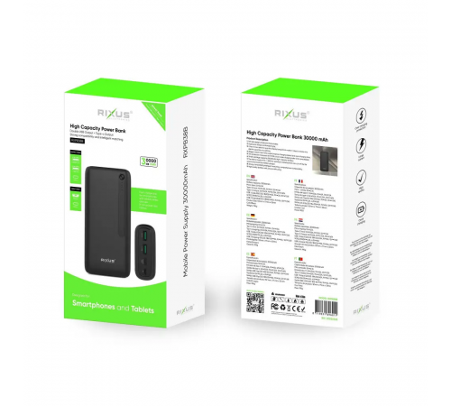Повербанк Rixus 30000 mah 20w RXPB38B Power bank