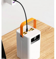 Power bank 100000 mAh с быстрой зарядкой и встроенными кабелями, белый