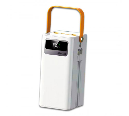 Power bank 100000 mAh с быстрой зарядкой и встроенными кабелями, белый
