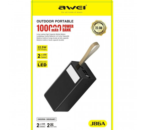 Универсальный енергобанк Power Bank Awei J86A 100000 mAh