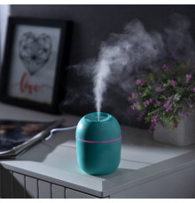 Бирюзовый ультразвуковой мини увлажнитель воздуха USB Humidifier с подсветкой
