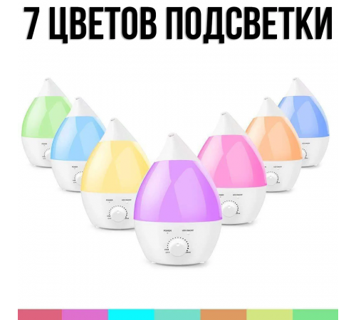 Увлажнитель воздуха на 1,3 л с LED подсветкой и регулятором Wild Wind Белый