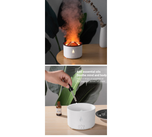 Ароматический диффузор Volcano Fire Flame, ароматерапия, увлажнитель воздуха, 2 цвета, пульт Jellyfish Mist Flame Volcano Home Appliance Life Store