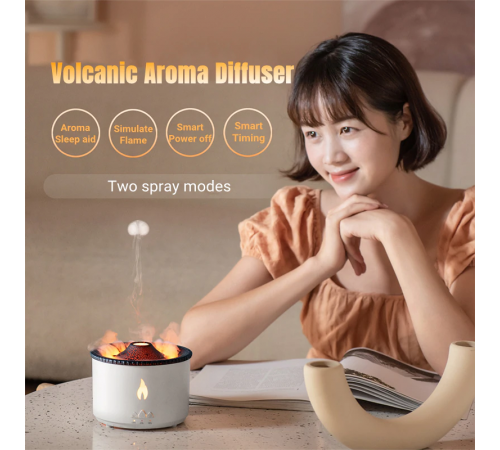Ароматический диффузор Volcano Fire Flame, ароматерапия, увлажнитель воздуха, 2 цвета, пульт Jellyfish Mist Flame Volcano Home Appliance Life Store