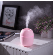 Рожевий ультразвуковий міні зволожувач повітря USB Humidifier з підсвічуванням