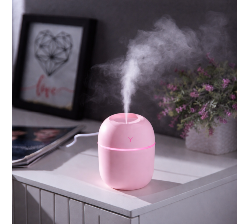 Рожевий ультразвуковий міні зволожувач повітря USB Humidifier з підсвічуванням за 149 грн